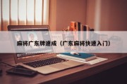 麻将广东牌速成（广东麻将快速入门）