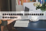 世界杯南美预选赛赛程（世界杯南美预选赛赛程I积分I排名Ds）
